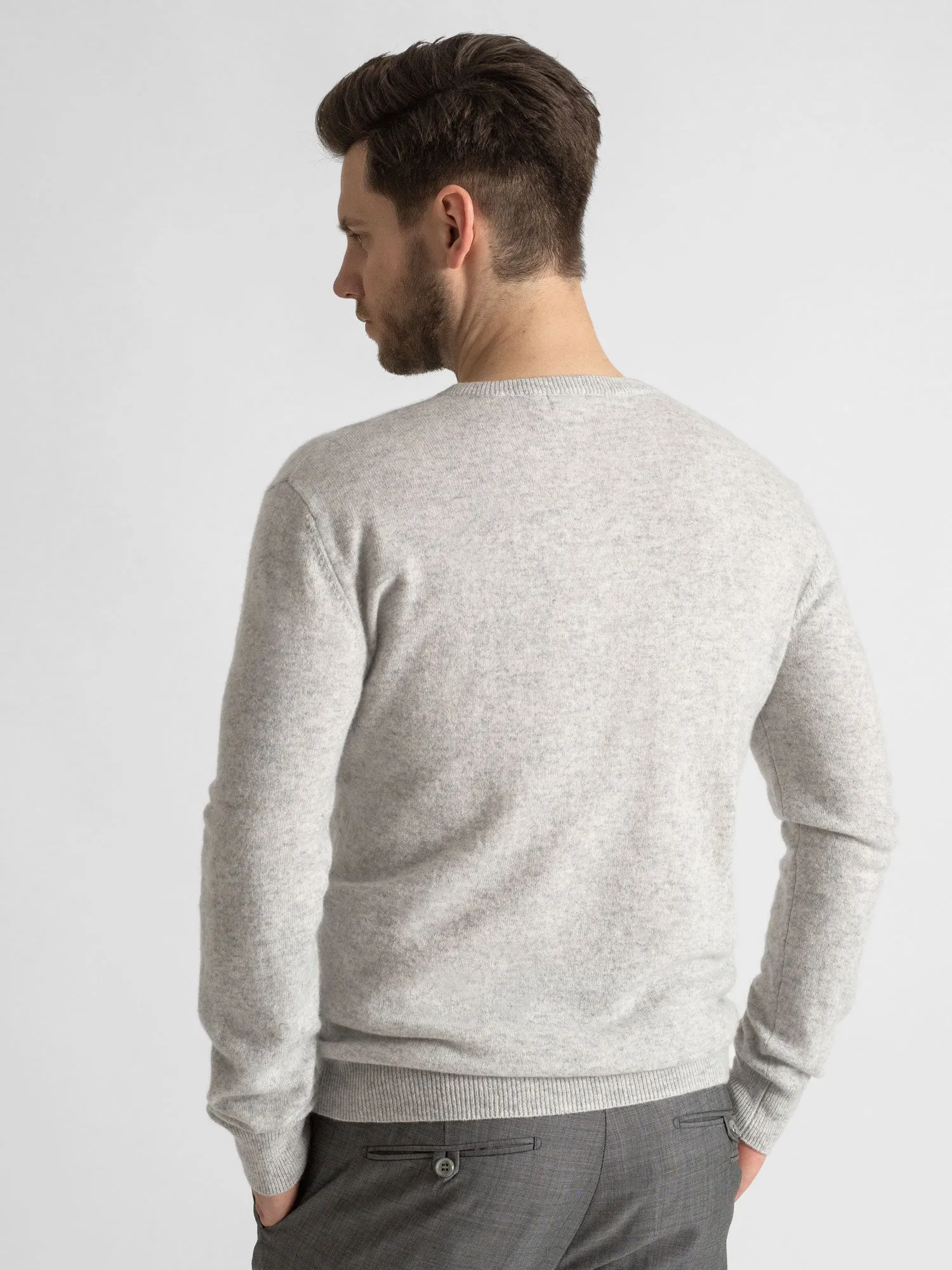 Cashmere sweater men "O-neck" - light grey