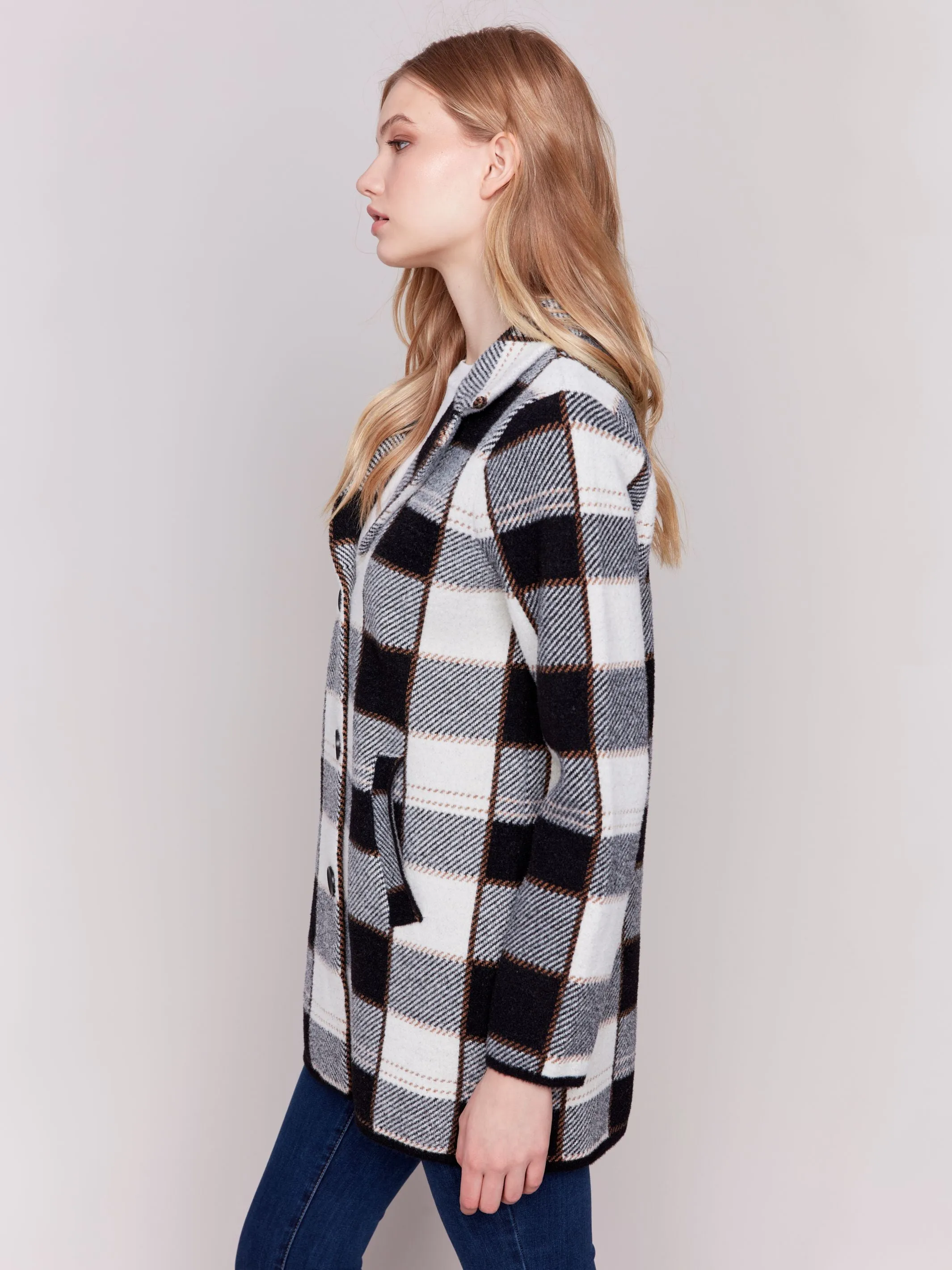 Charlie B- Knit Plaid Jacket