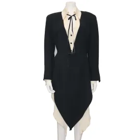 Claude Montana Drape 2PC Black Jacket w/ Cream Blouse Circa 1990s