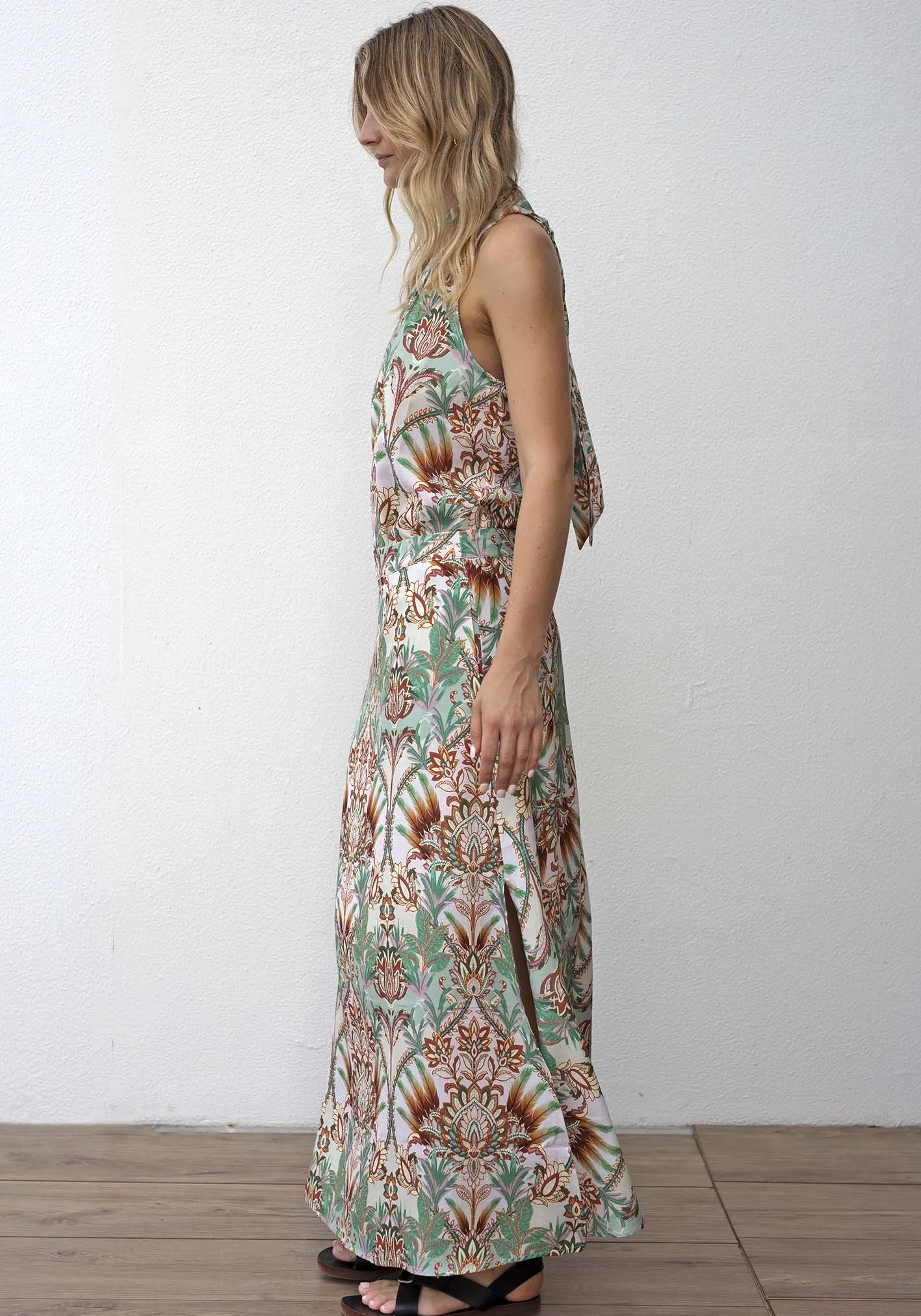 Cocos Palm Print Maxi Skirt