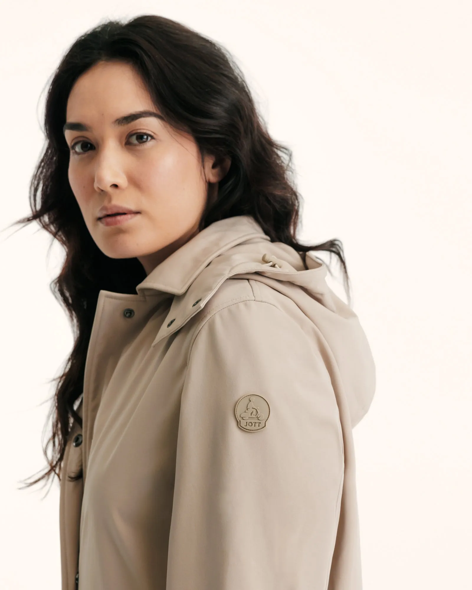 Corinthe waterproof jacket with detachable hood Beige