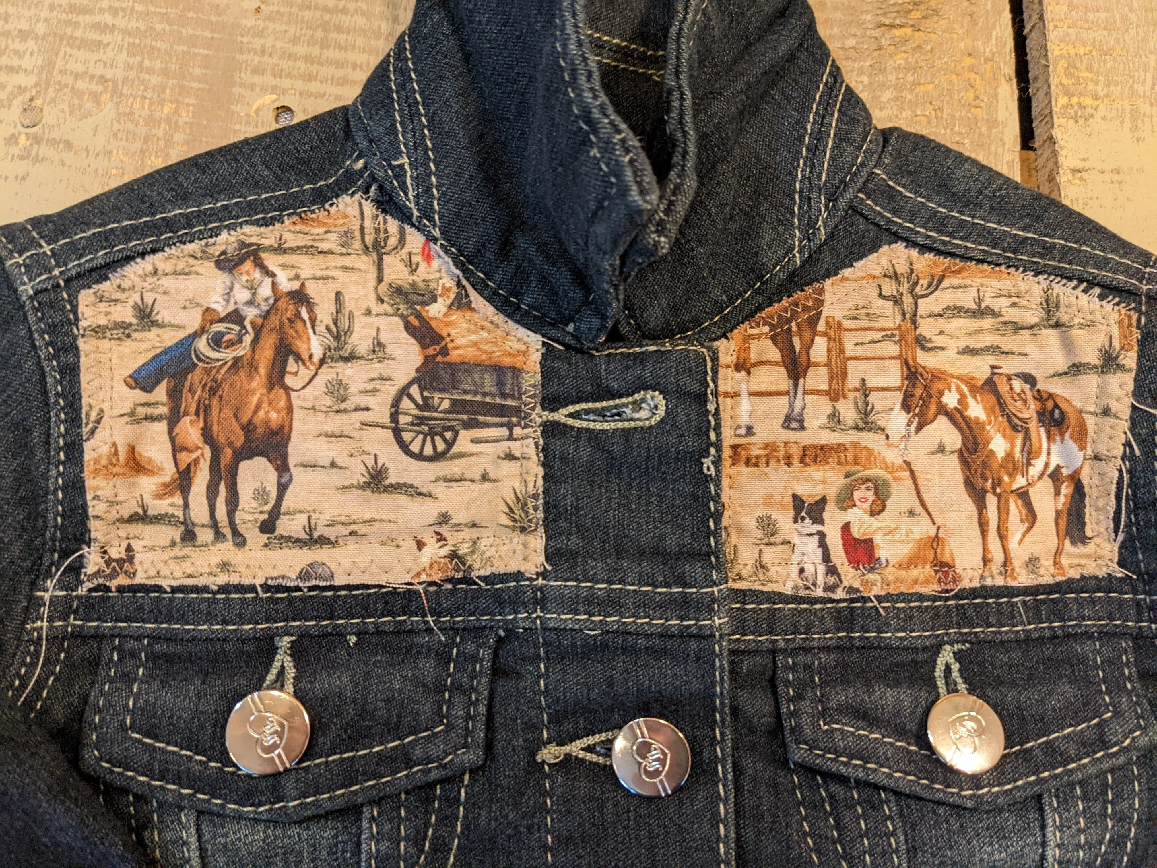 Cowgirls, Horses, Dogs | Girls Vintage Jean Jacket