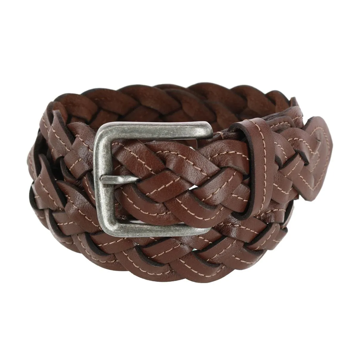 Cowgirls Rock Women's Braided Leather Belt with Contrast Stitching