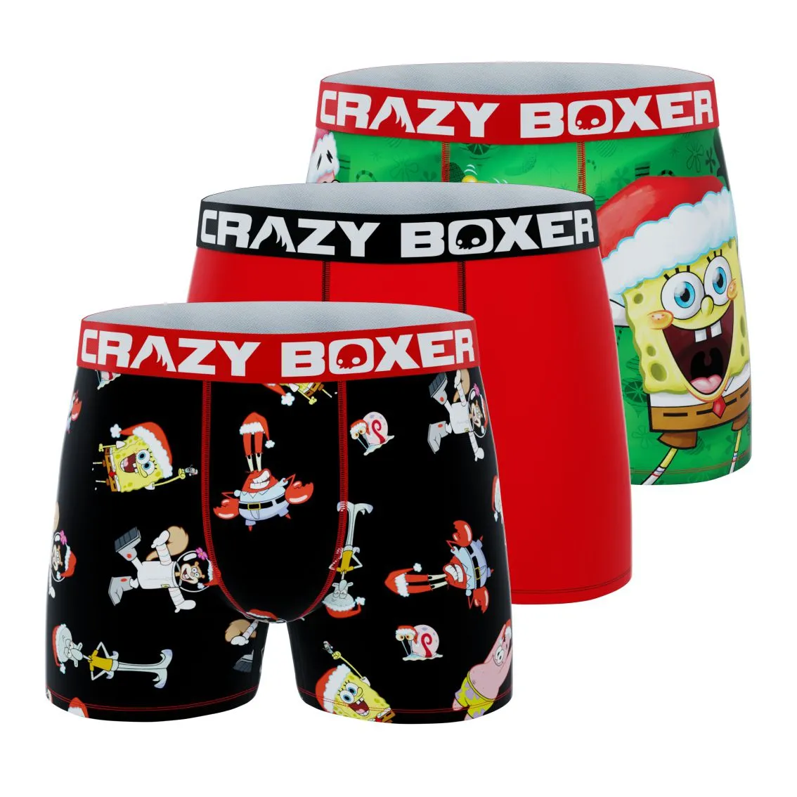 CRAZYBOXER SpongeBob Patrick & Group Men's Boxer Briefs (3 pack)