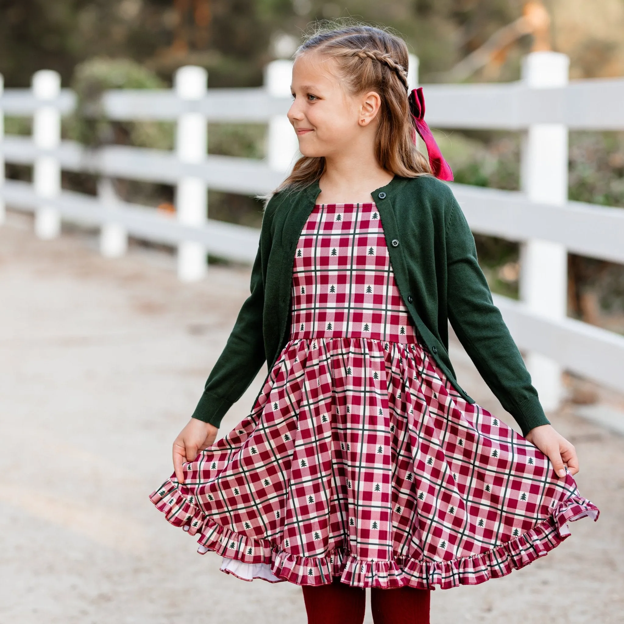 Crimson Tree Gingham Mod Twirl Dress