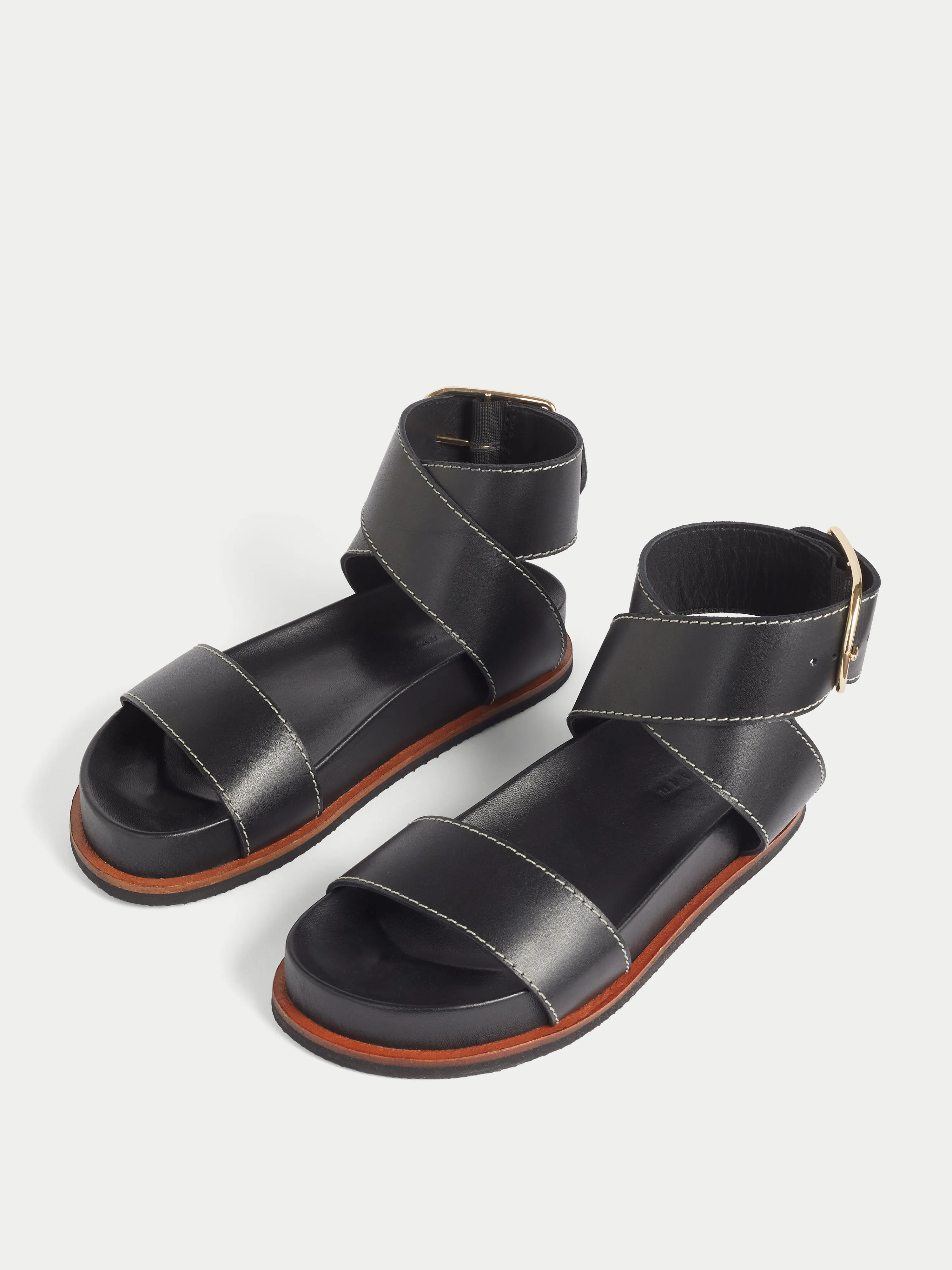 Crowle Leather Footbed Sandal | Black