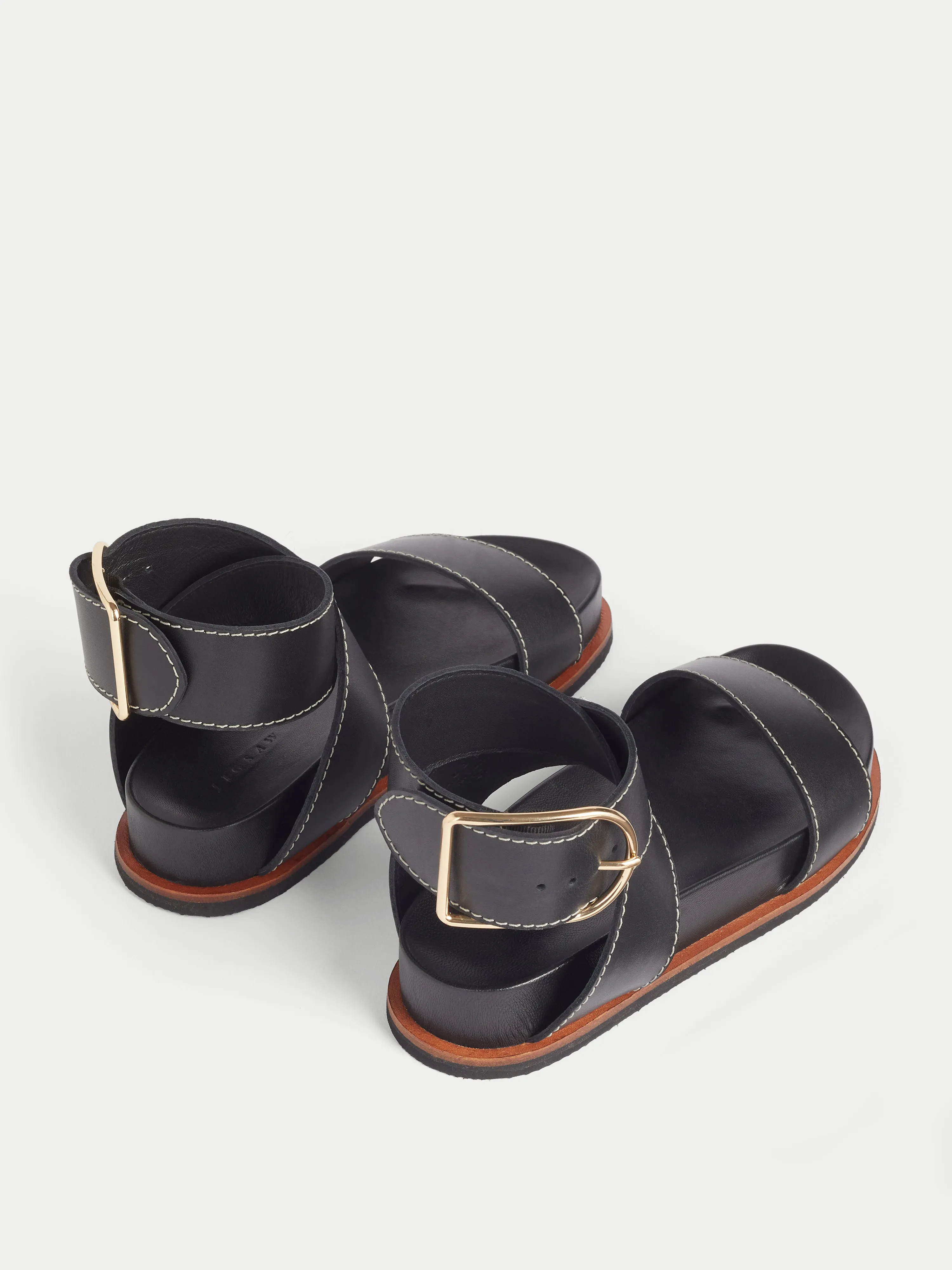 Crowle Leather Footbed Sandal | Black