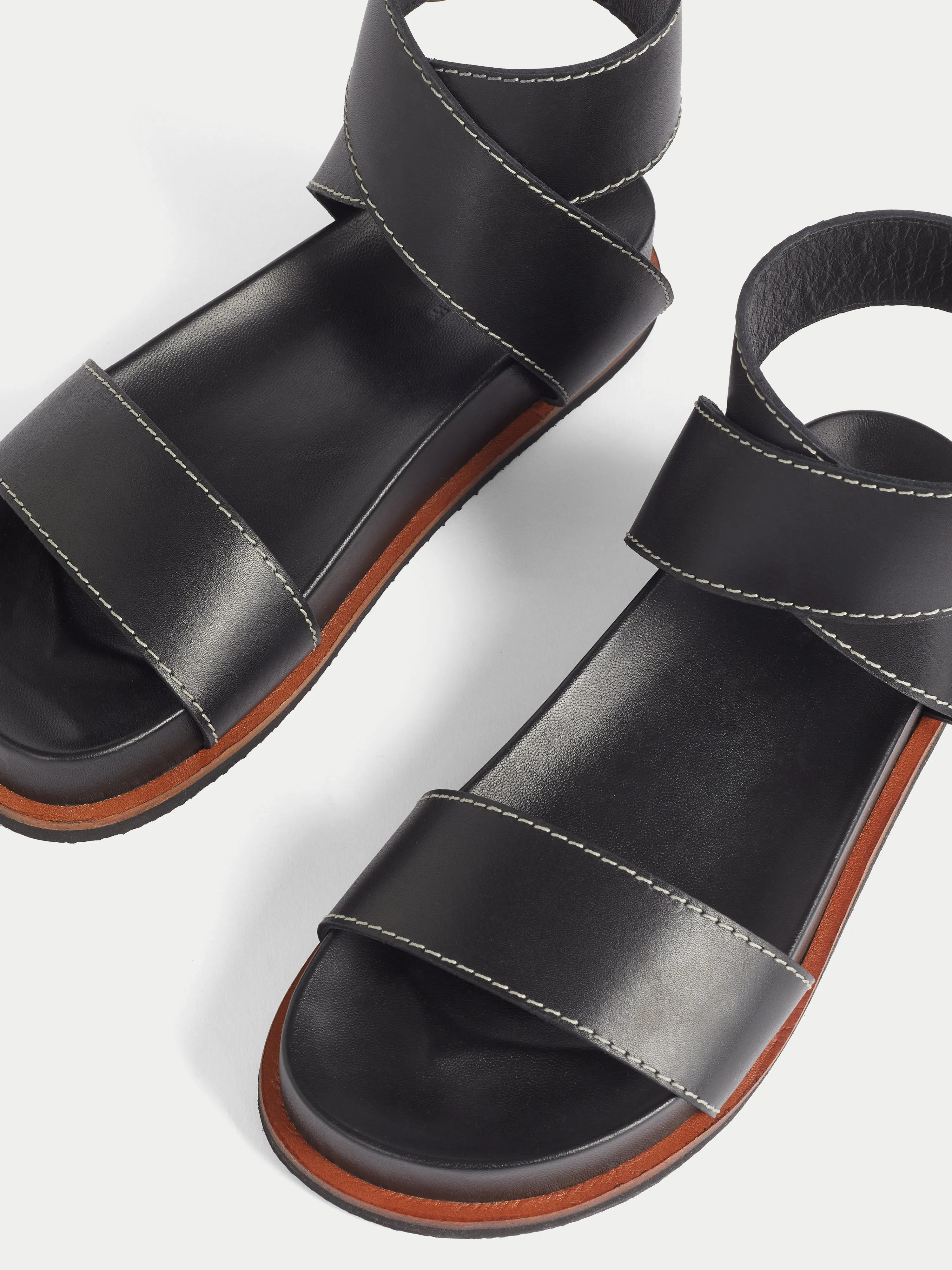 Crowle Leather Footbed Sandal | Black