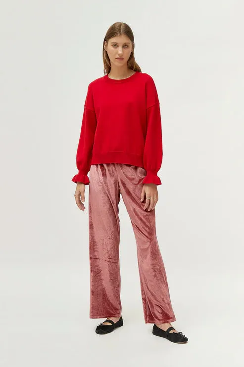 Cuff Detail Sweater - Red