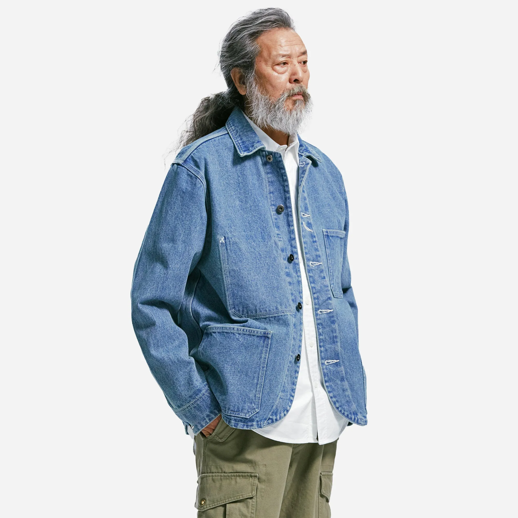 DENIM CHORE JACKET - LIGHT BLUE