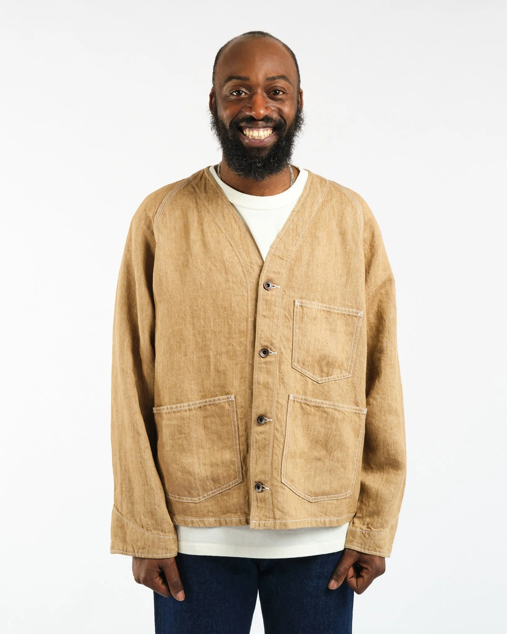 Engineer Jacket Twill Linen Brown