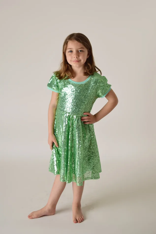 EVA LIGHT GREEN SPARKLE DRESS