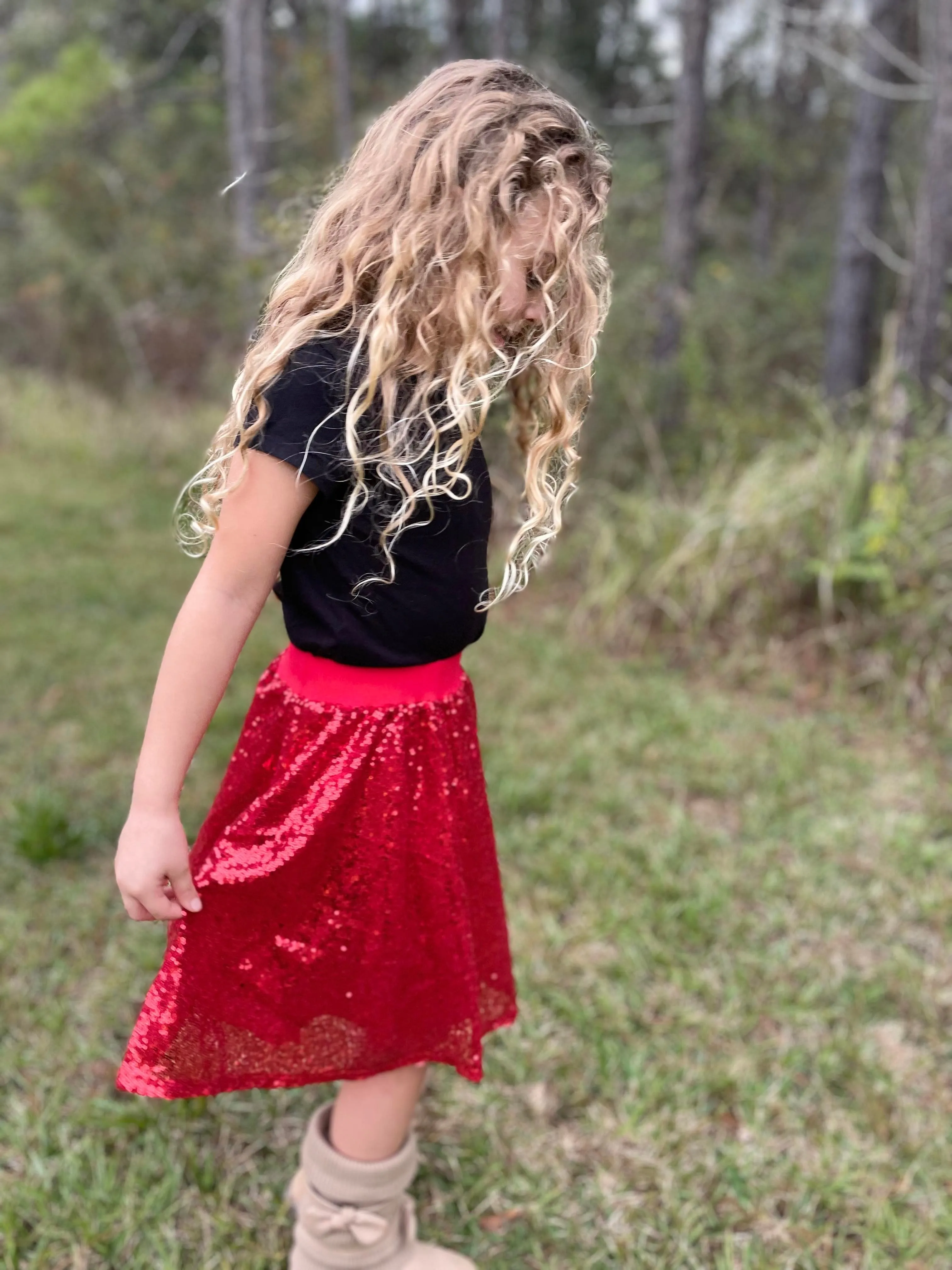 EVA SPARKLE SKIRT - RED