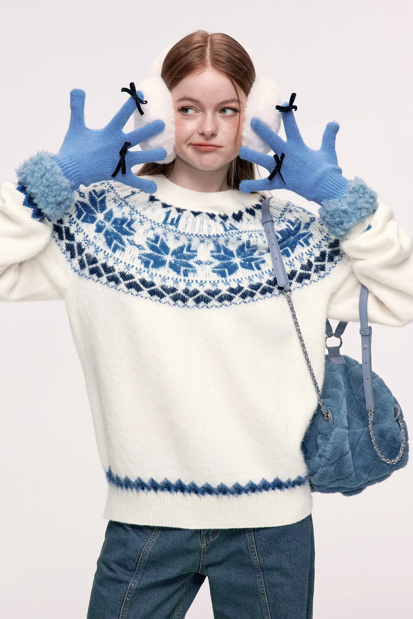 Fair Isle Jacquard Lazy Atmosphere Knitted Sweater