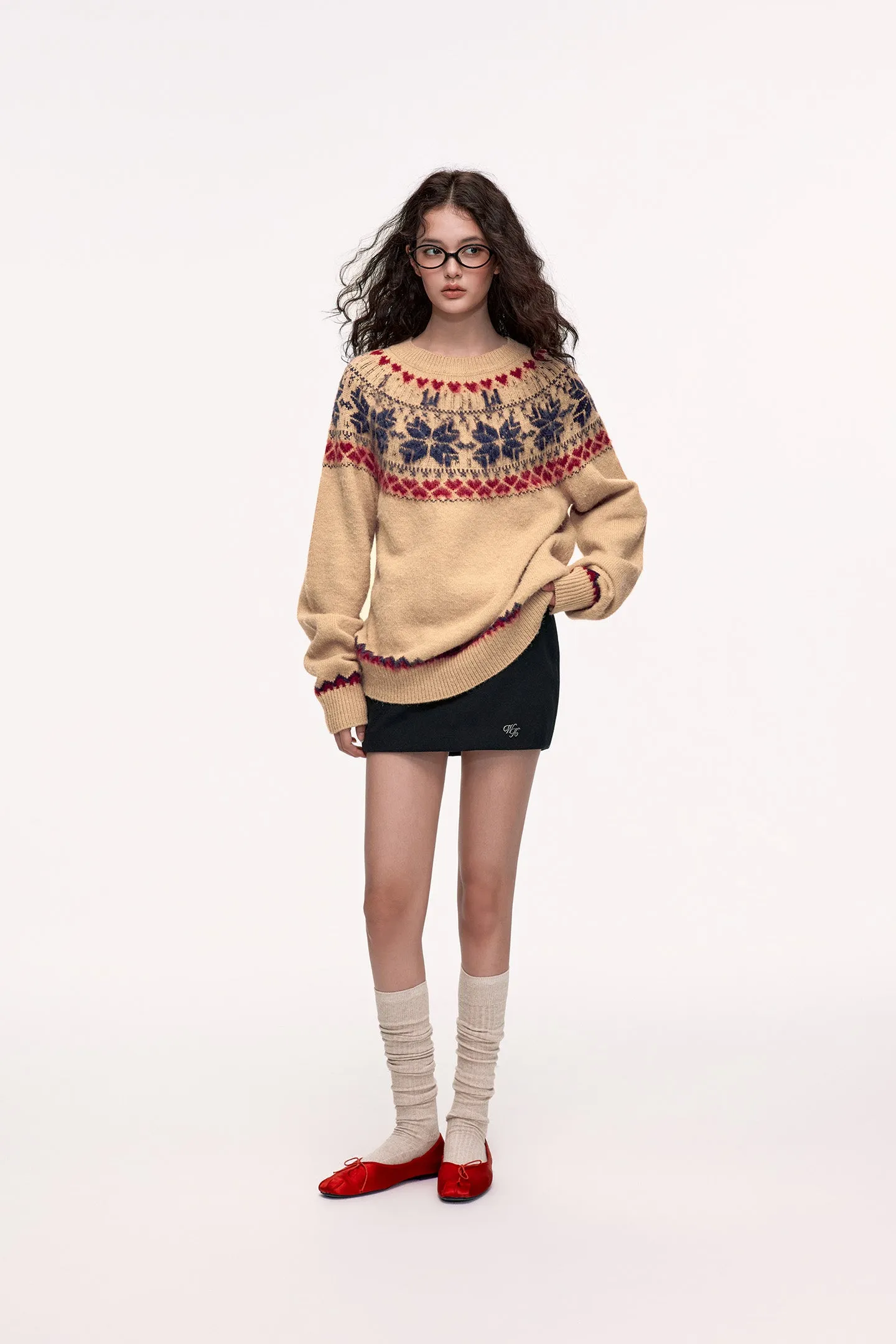 Fair Isle Jacquard Lazy Atmosphere Knitted Sweater