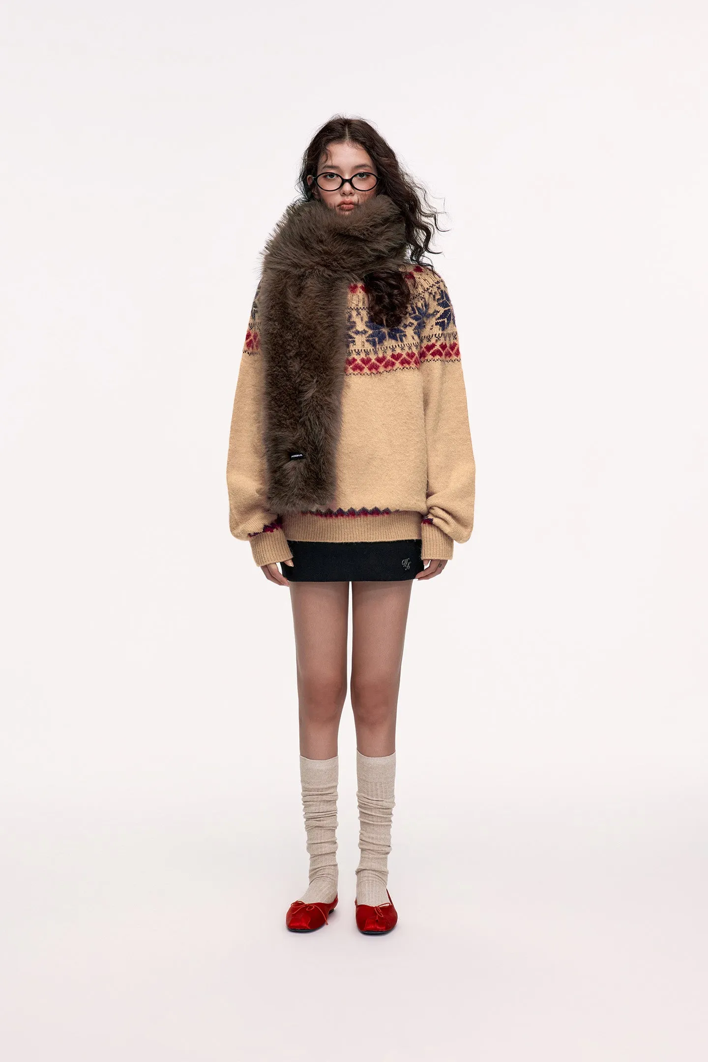 Fair Isle Jacquard Lazy Atmosphere Knitted Sweater