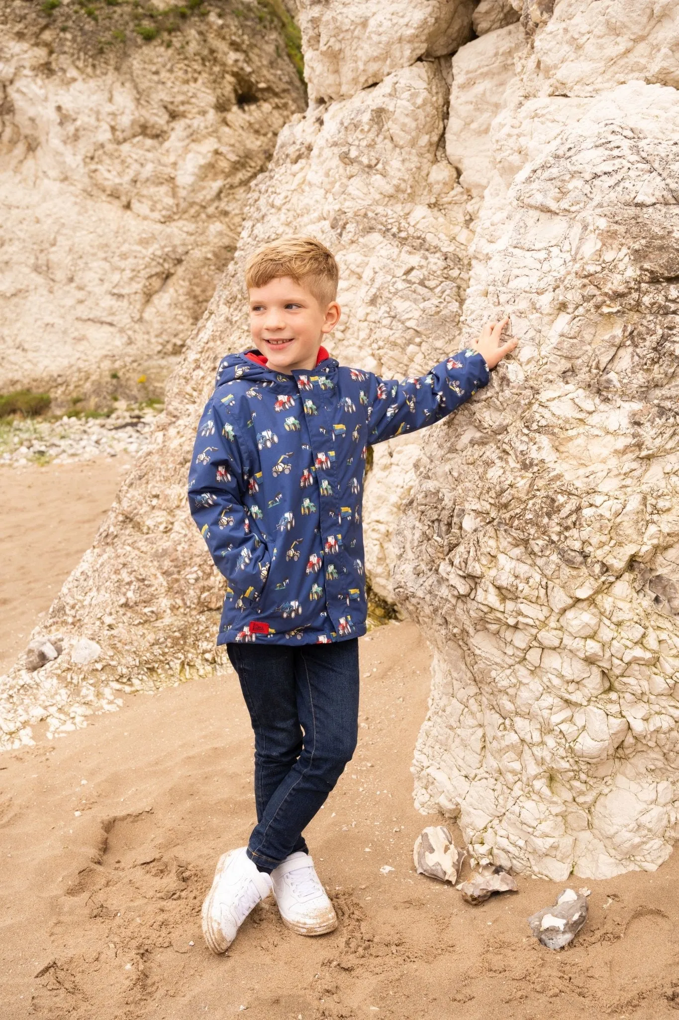 Finlay Coat - Navy Tractor Print