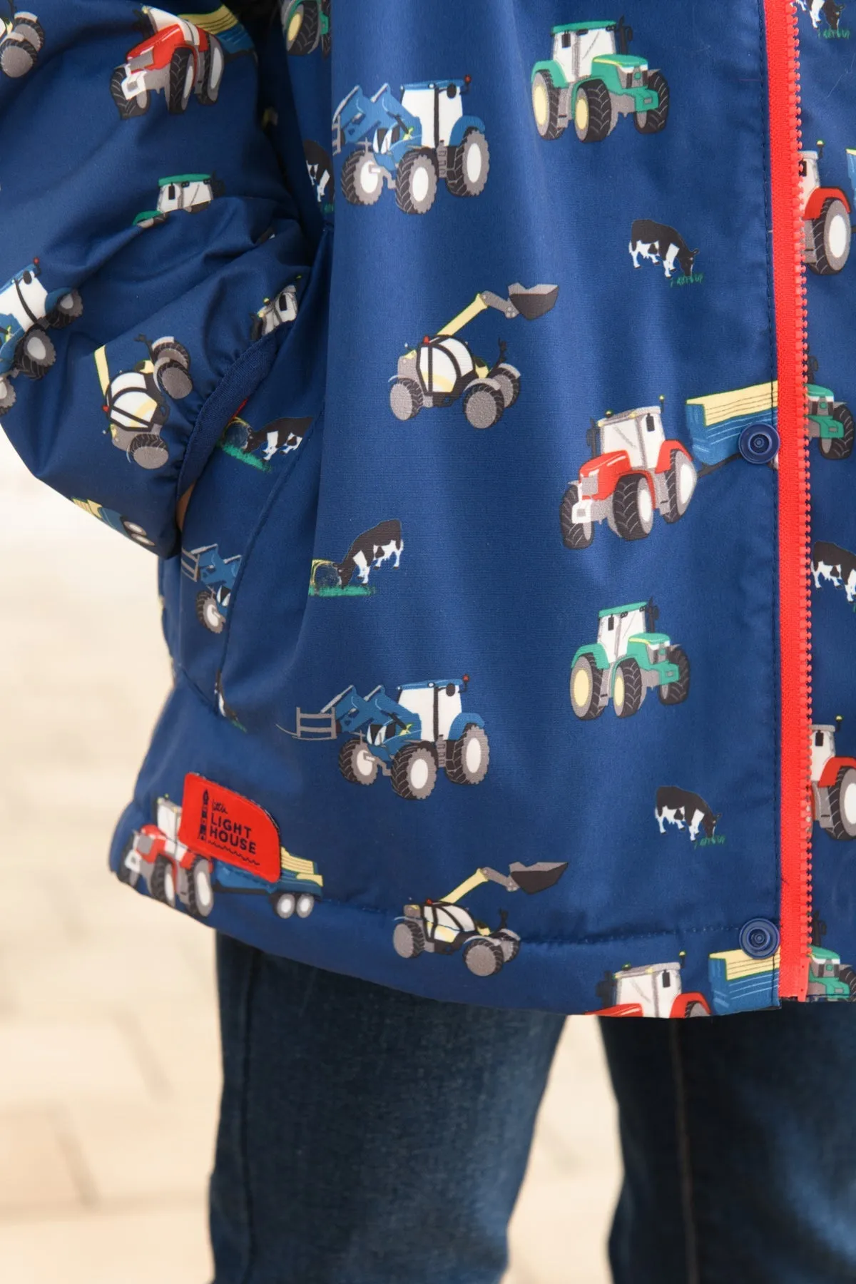 Finlay Coat - Navy Tractor Print