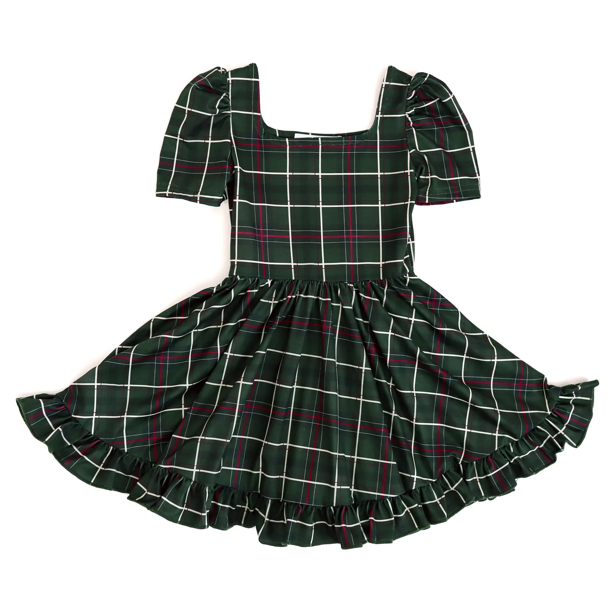 Forest Plaid Mod Twirl Dress