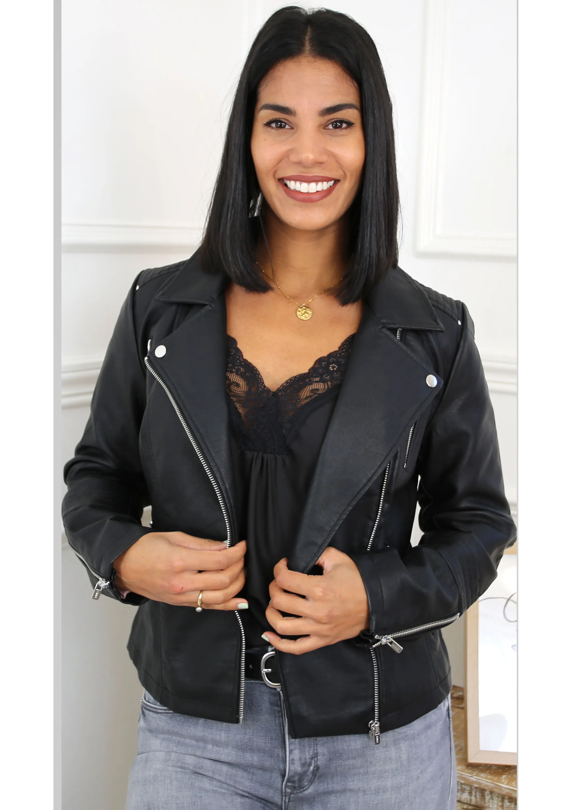 Gemma Black Biker Jacket