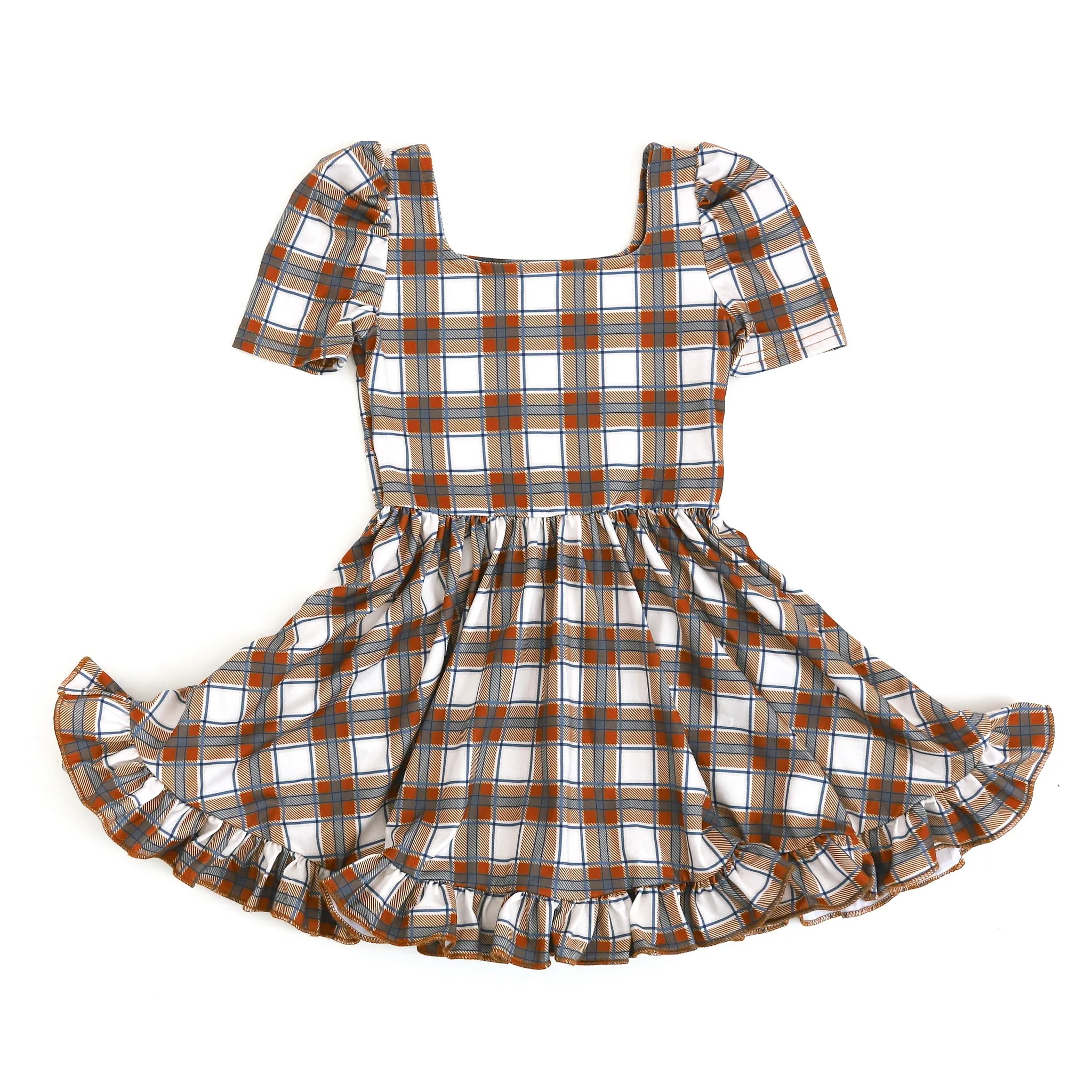 Ivory Fall Plaid Mod Twirl Dress