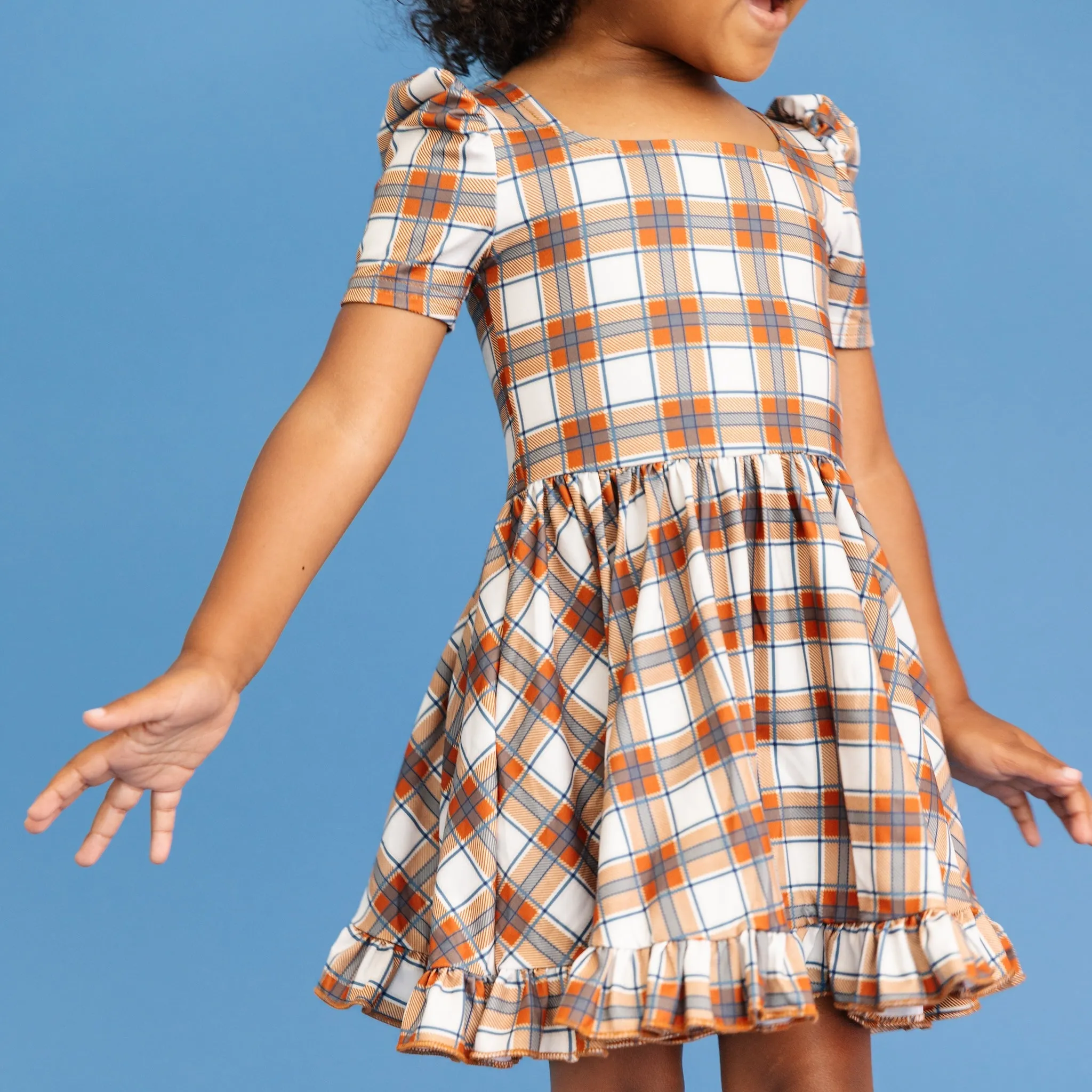 Ivory Fall Plaid Mod Twirl Dress