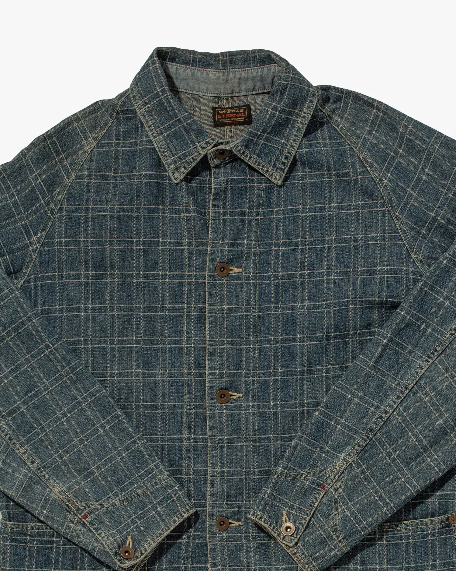 Japanese Repro Denim Coverall Chore coat, Eternal Brand, Denim Tartan Plaid