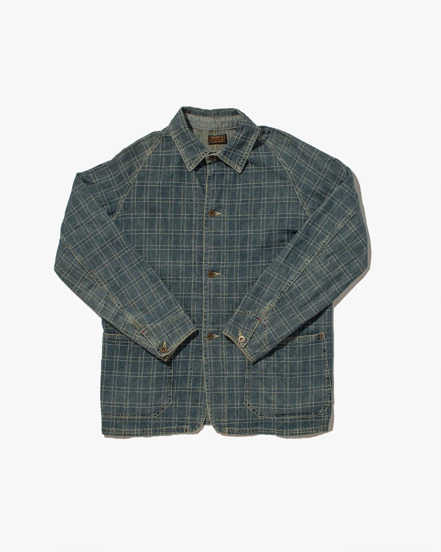 Japanese Repro Denim Coverall Chore coat, Eternal Brand, Denim Tartan Plaid