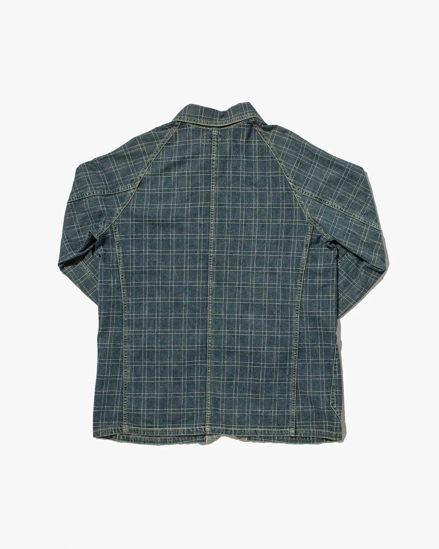 Japanese Repro Denim Coverall Chore coat, Eternal Brand, Denim Tartan Plaid