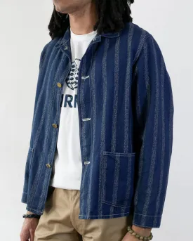 Japanese Repro Denim Coverall Chore Coat, Warehouse & Co. Brand, Denim Stripe - 38