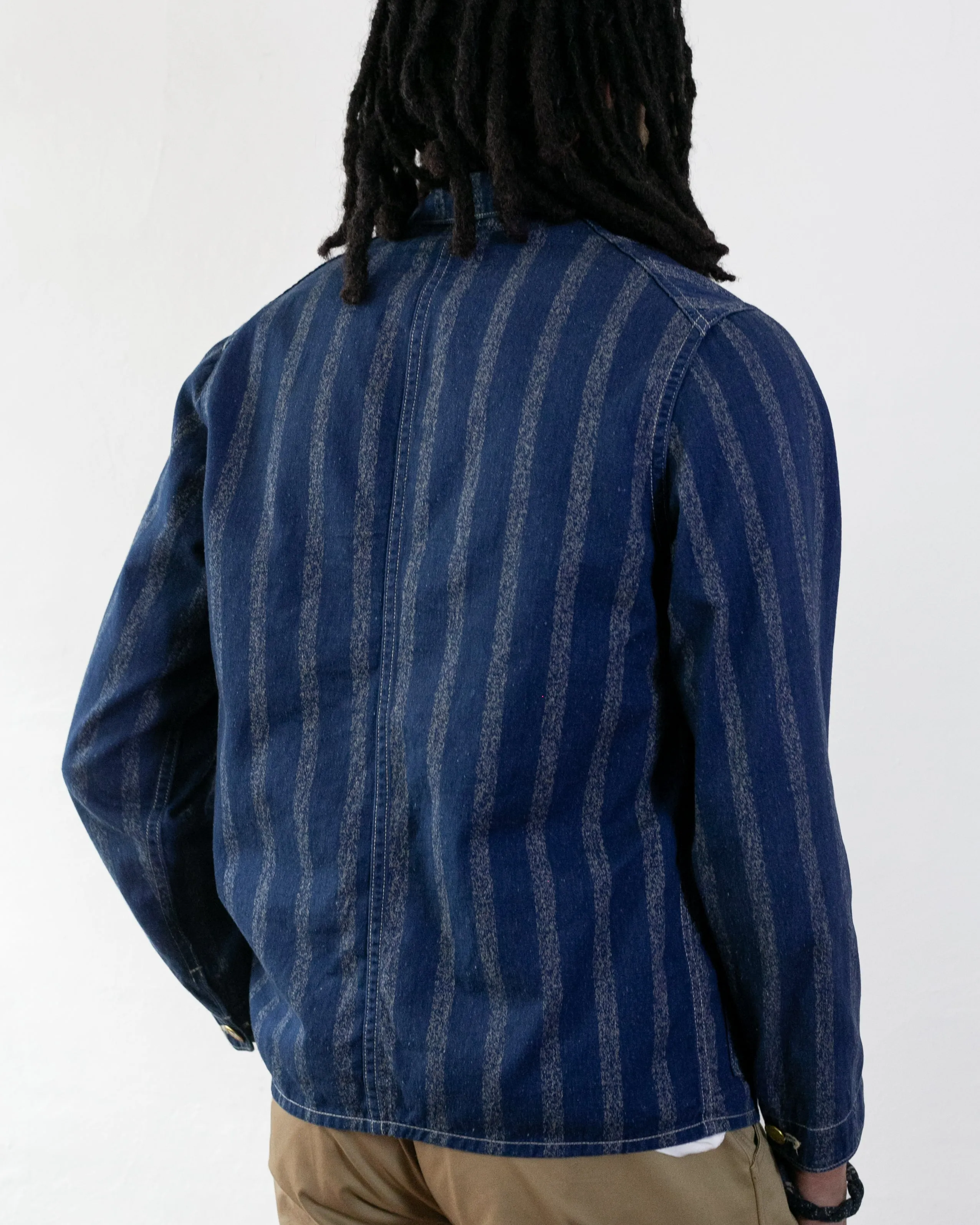 Japanese Repro Denim Coverall Chore Coat, Warehouse & Co. Brand, Denim Stripe - 38