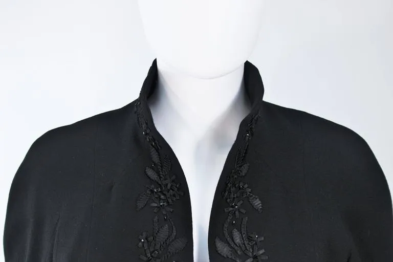 JOHN GALLIANO Black Embellished Silk Jacket Size 6