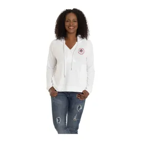 Ladies Ohio State Buckeyes Title IX Cross Front White Hoodie