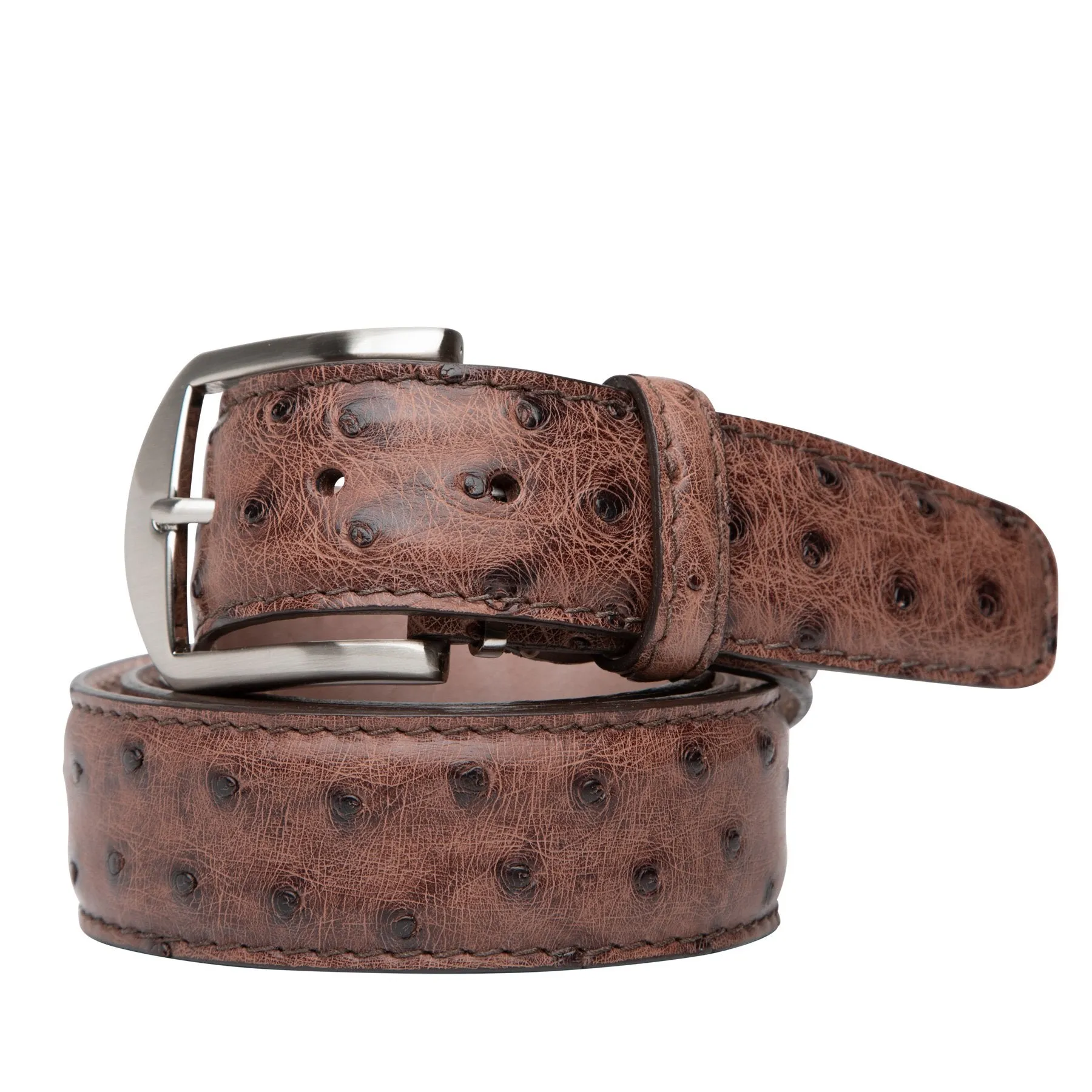 LEN Belt Genuine Ostrich Tobacco STK