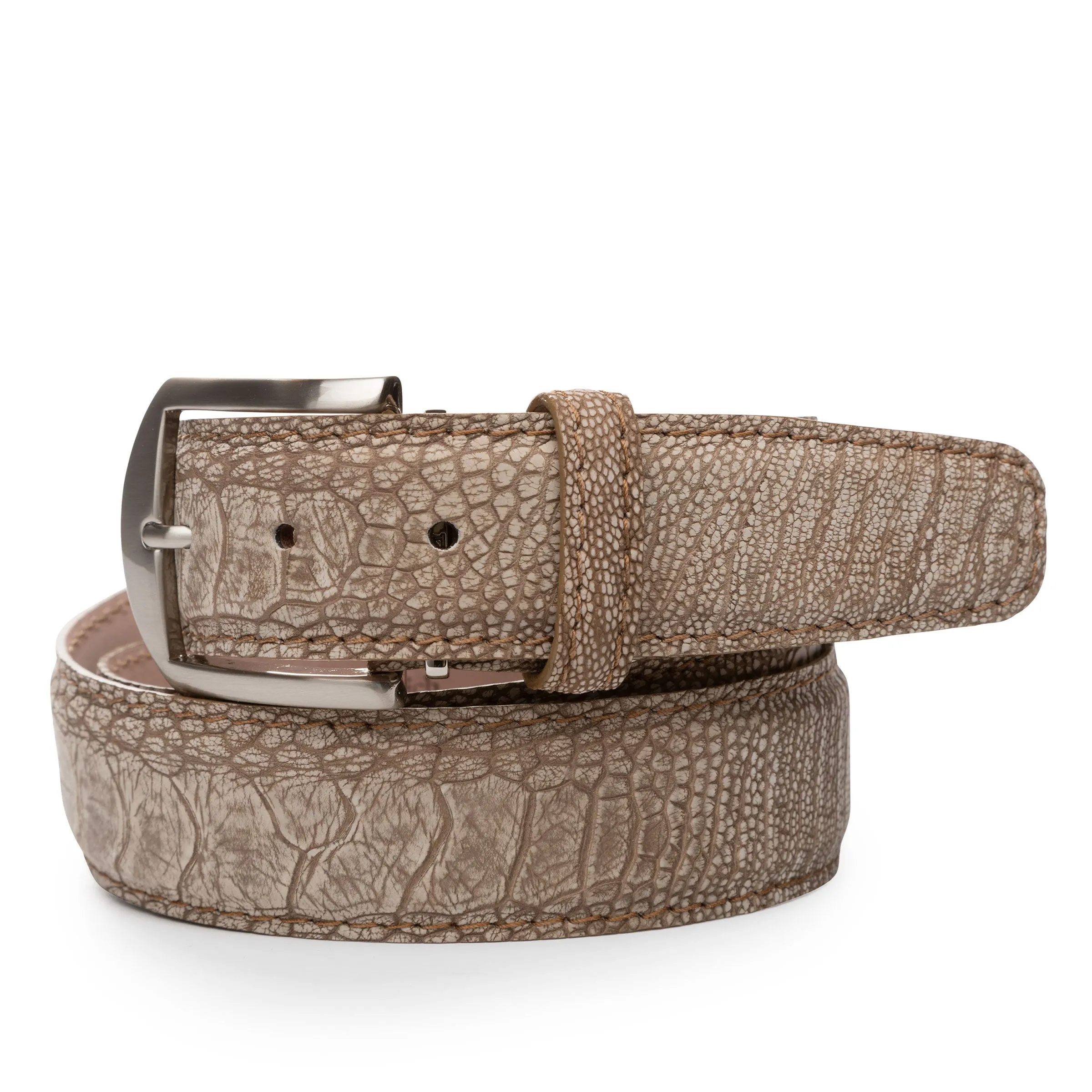 LEN Belt Stone Washed Ostrich Leg Sand STK