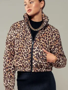 Leopard Print Puffer Jacket