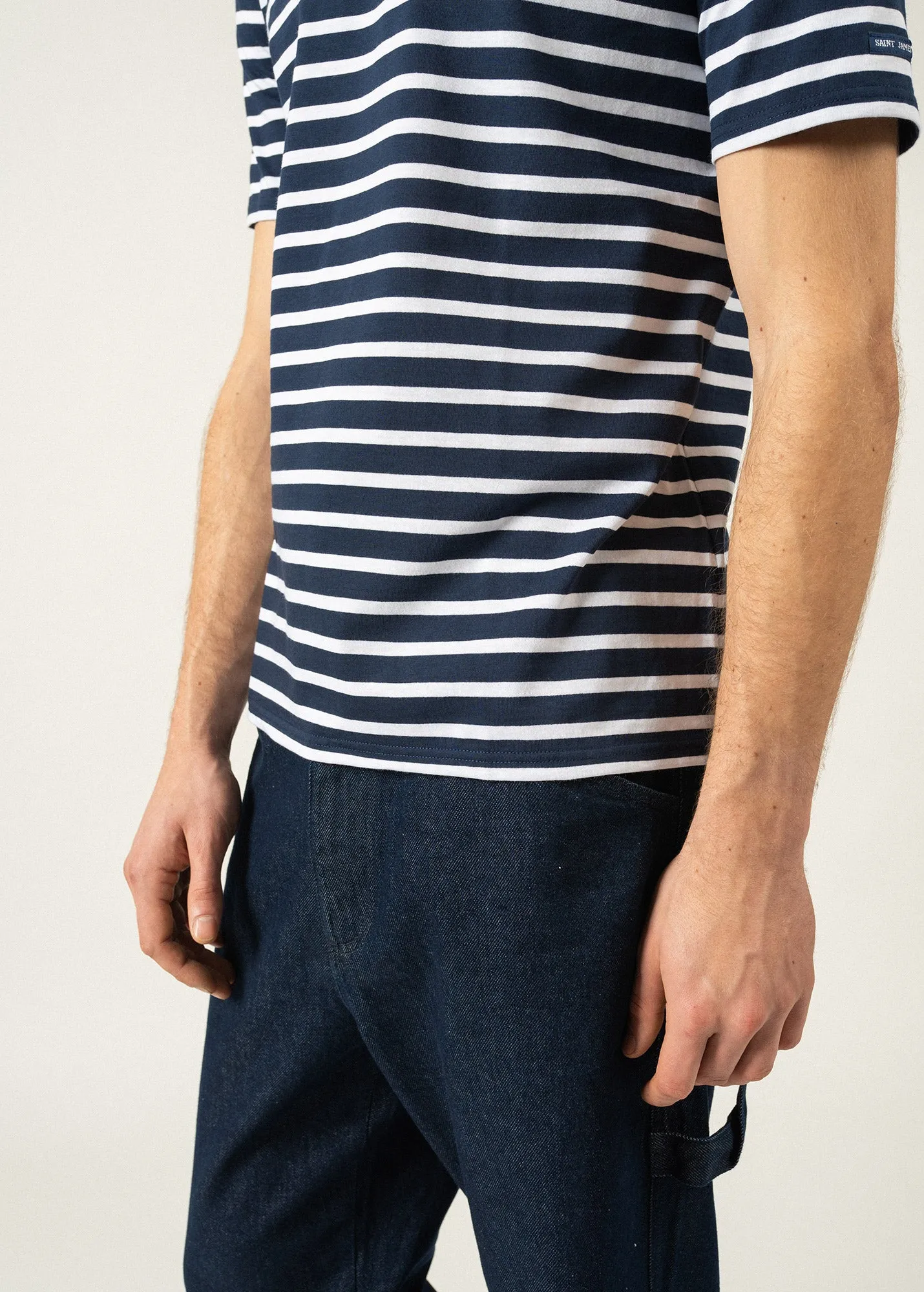 Levant short sleeve striped sailor shirt - regular fit, in light cotton (MARINE/NEIGE)