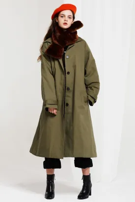 Lillian Padded Coat with Fur Scarf