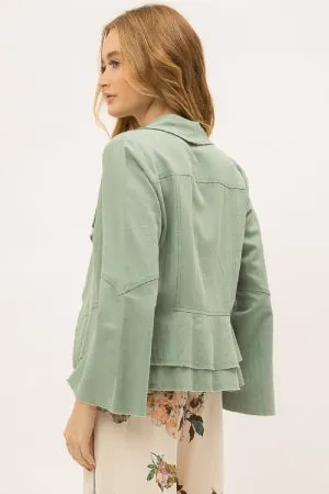 Linen blend bell sleeves drape jacket