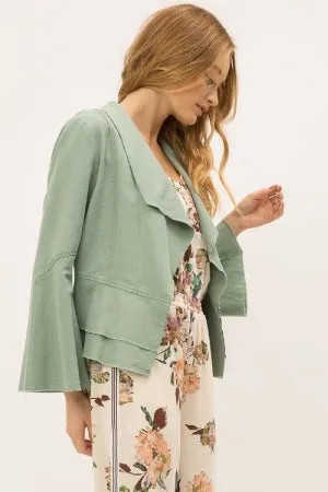 Linen blend bell sleeves drape jacket