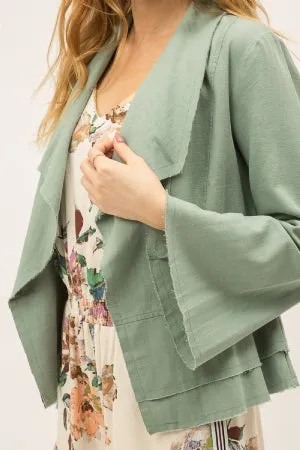 Linen blend bell sleeves drape jacket