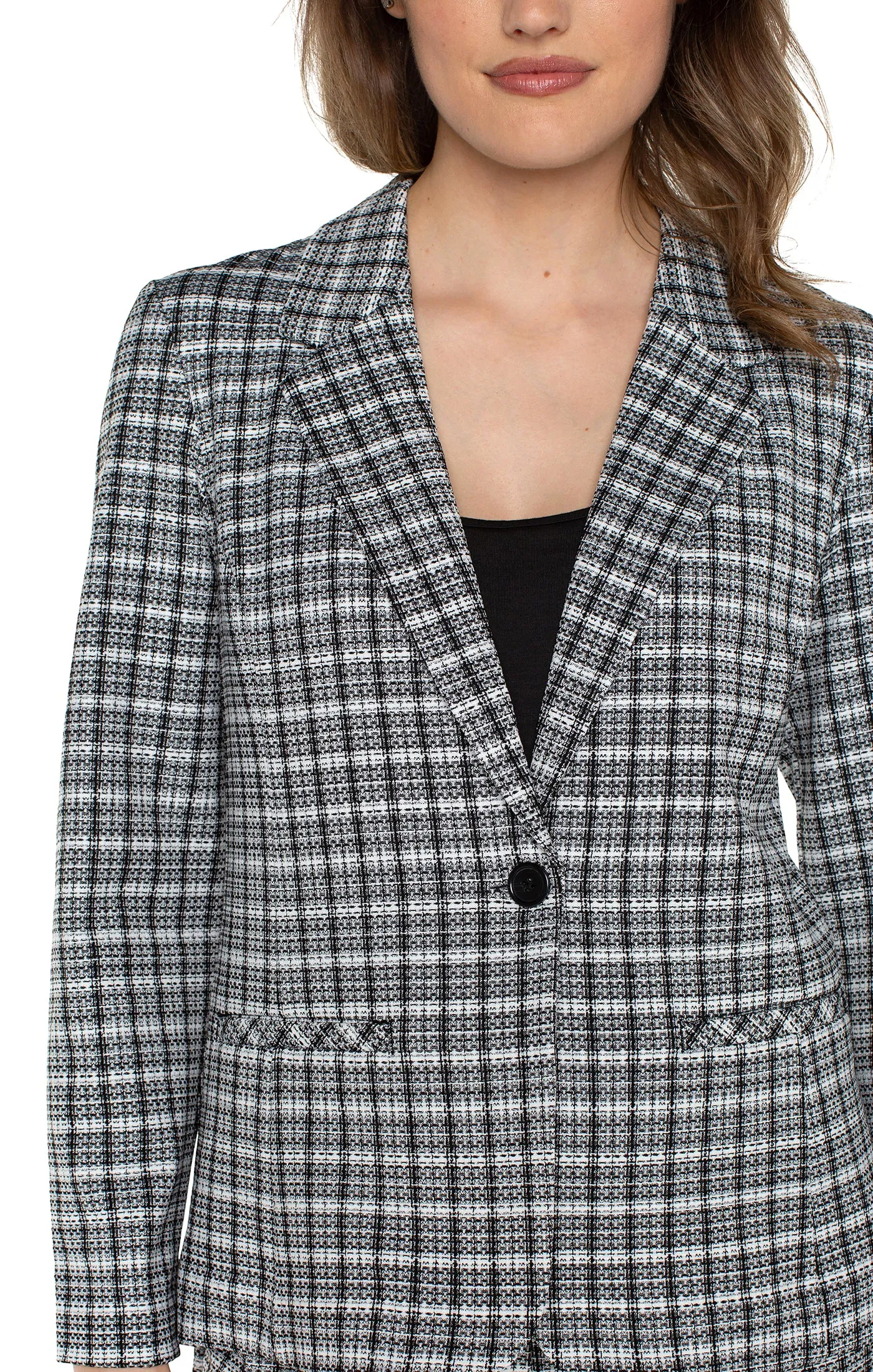 Liverpool Fitted Blazer (Black and White Plaid)