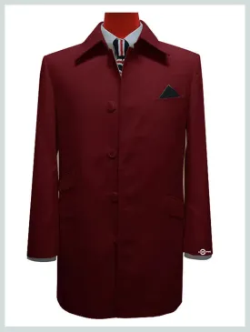 Mac Coat Men's | Burgundy Retro Mod Mac Coat