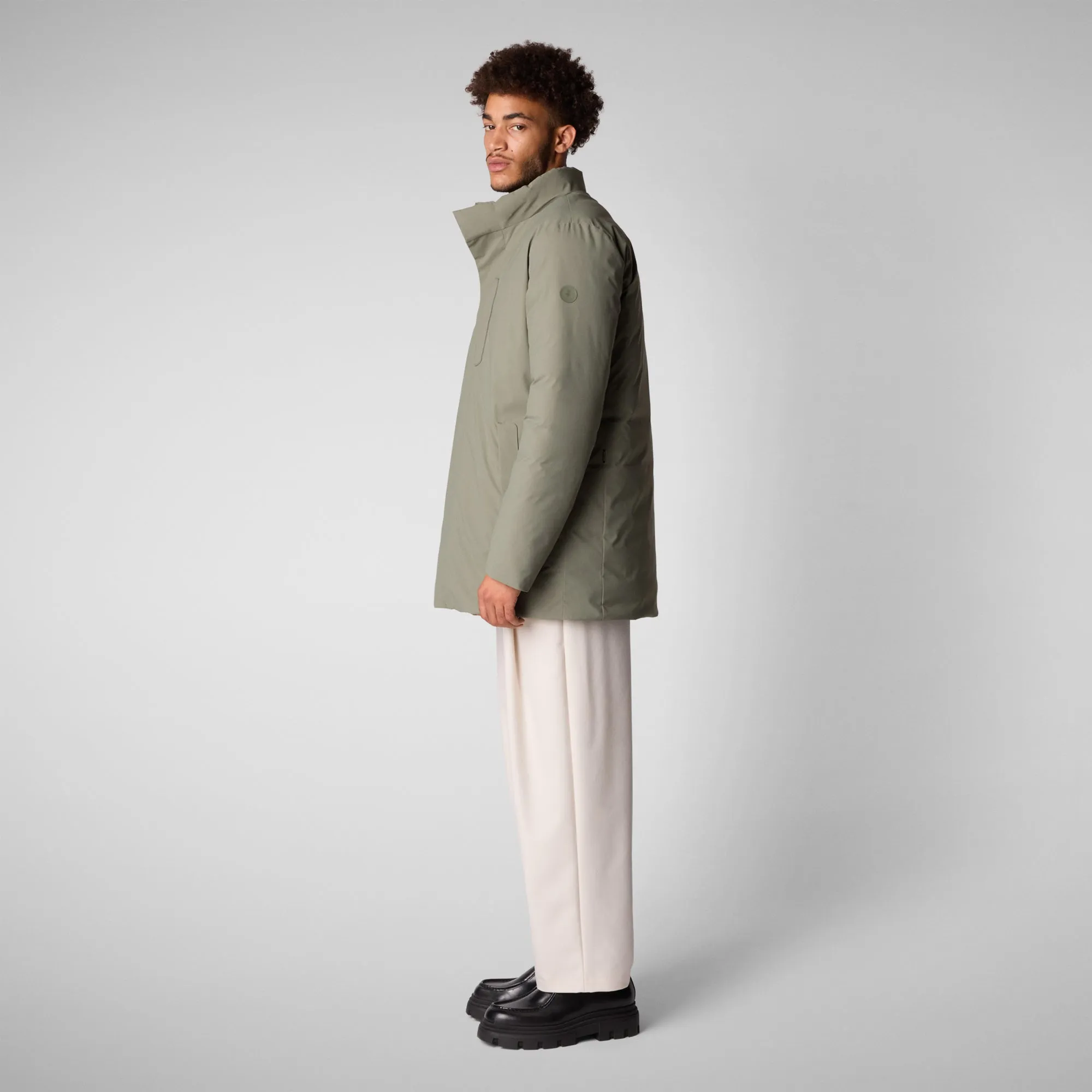 Man's hooded parka Sesle in swamp green