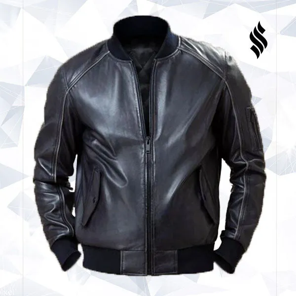 Men Black Bomber Jacket