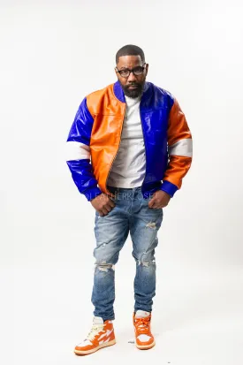 Men's Baseball Multi Color Jacket [Orange/Royal]