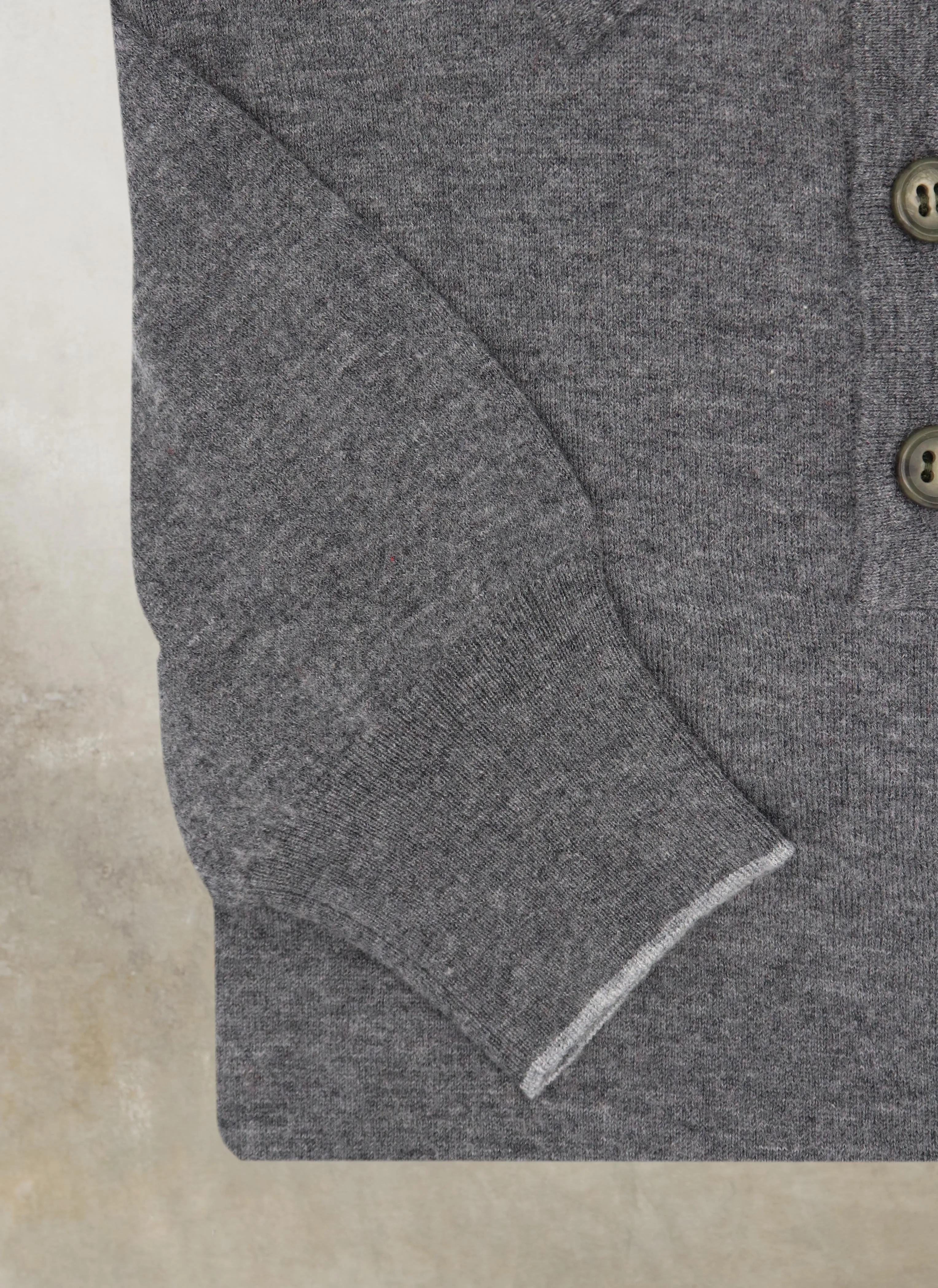 Men's Carrara Long Sleeve Cashmere Polo Shirt in Charcoal