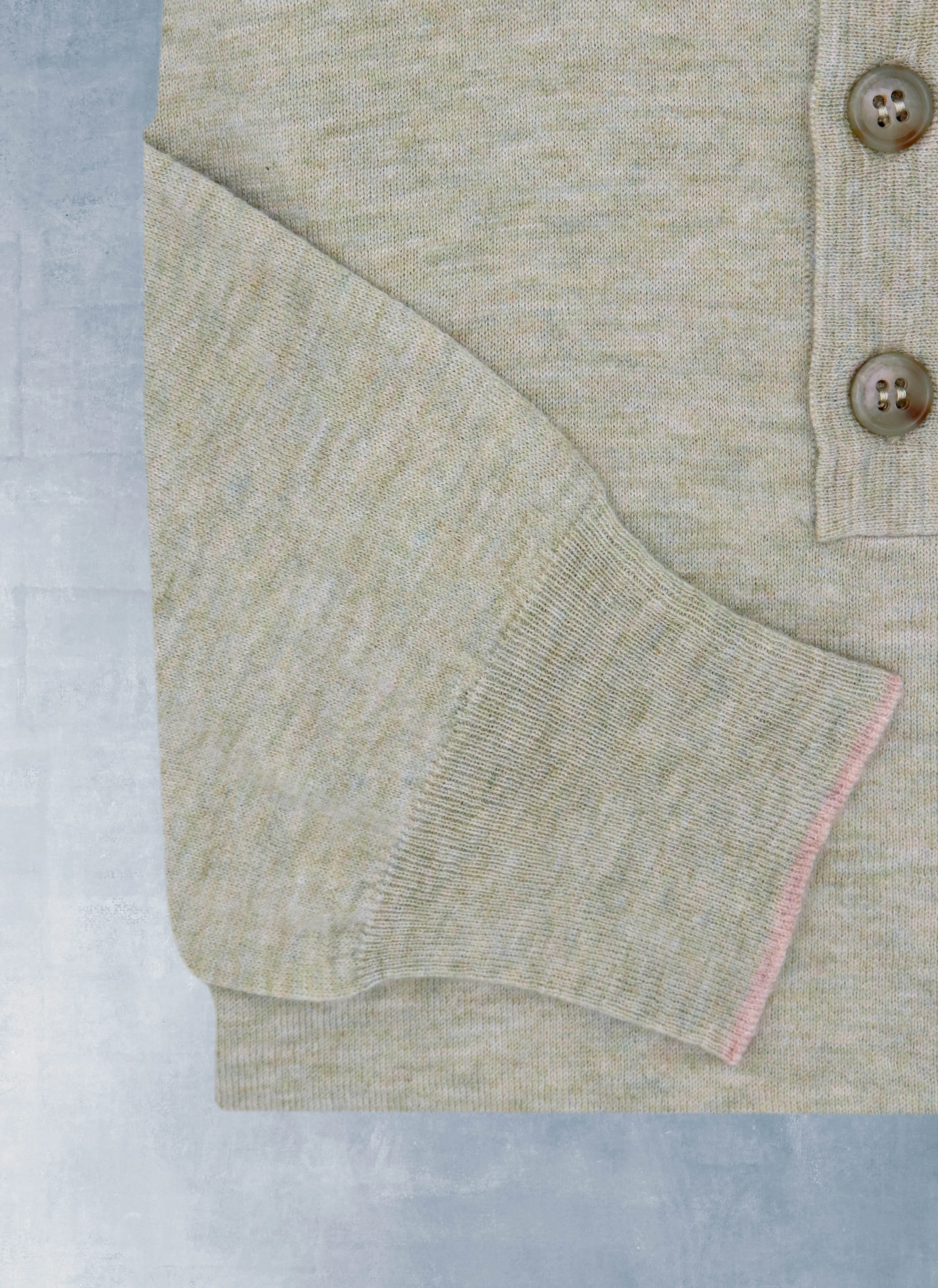 Men's Carrara Long Sleeve Cashmere Polo Shirt in Laurel Green