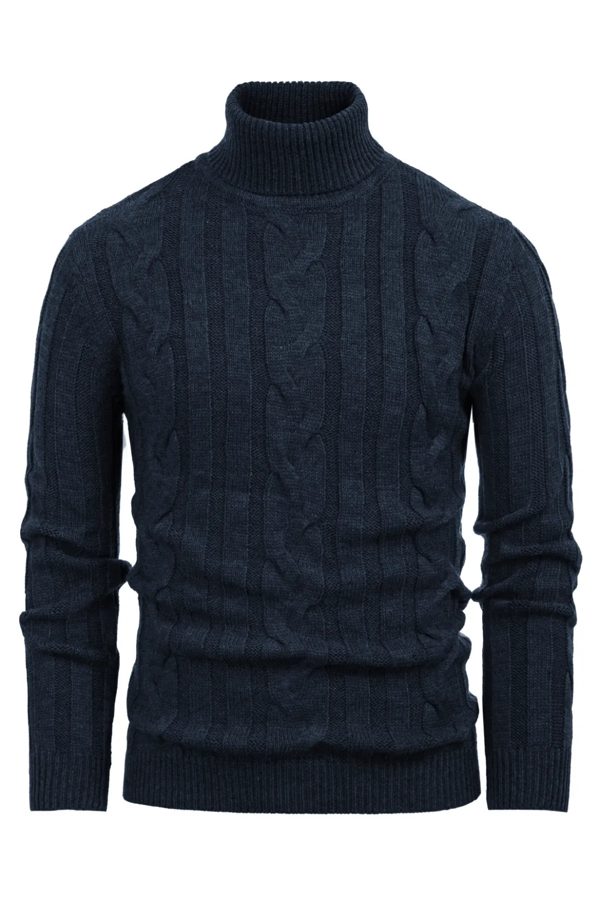 Men's Casual Turtleneck Sweaters Cable Knit Thermal Pullover Sweater