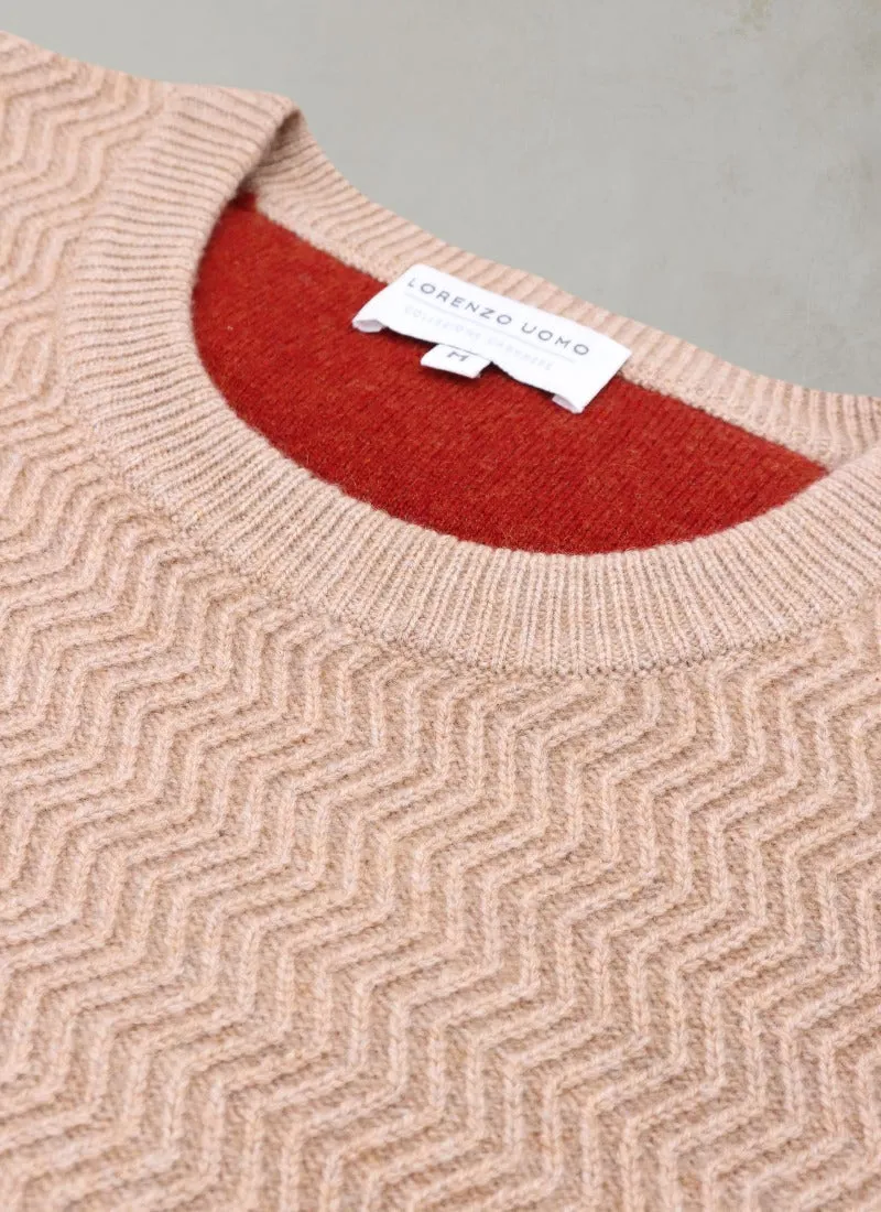 Men's Dolomite Cashmere Herringbone Sweater in Tonal Camel